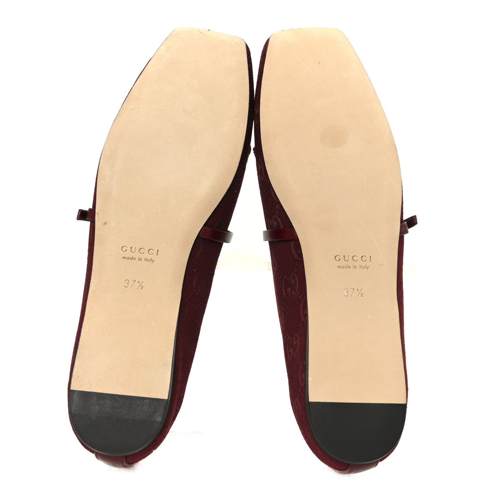 GG Monogram Horsebit Ballet Flats 37.5 Rosso Ancora