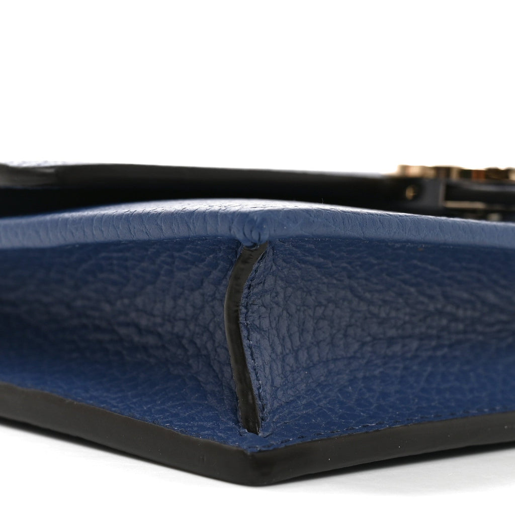 Dollar Calfskin Interlocking G Chain Wallet Caspian