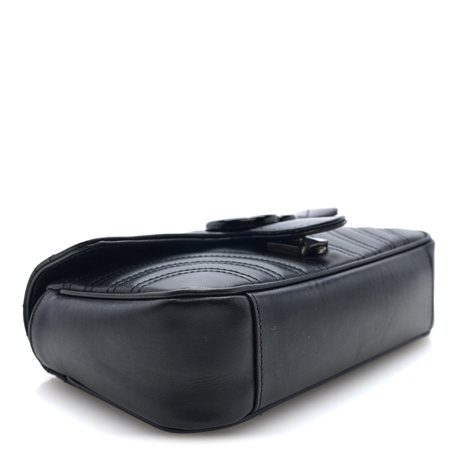 Calfskin Matelasse Monochrome Mini GG Marmont Shoulder Bag Black