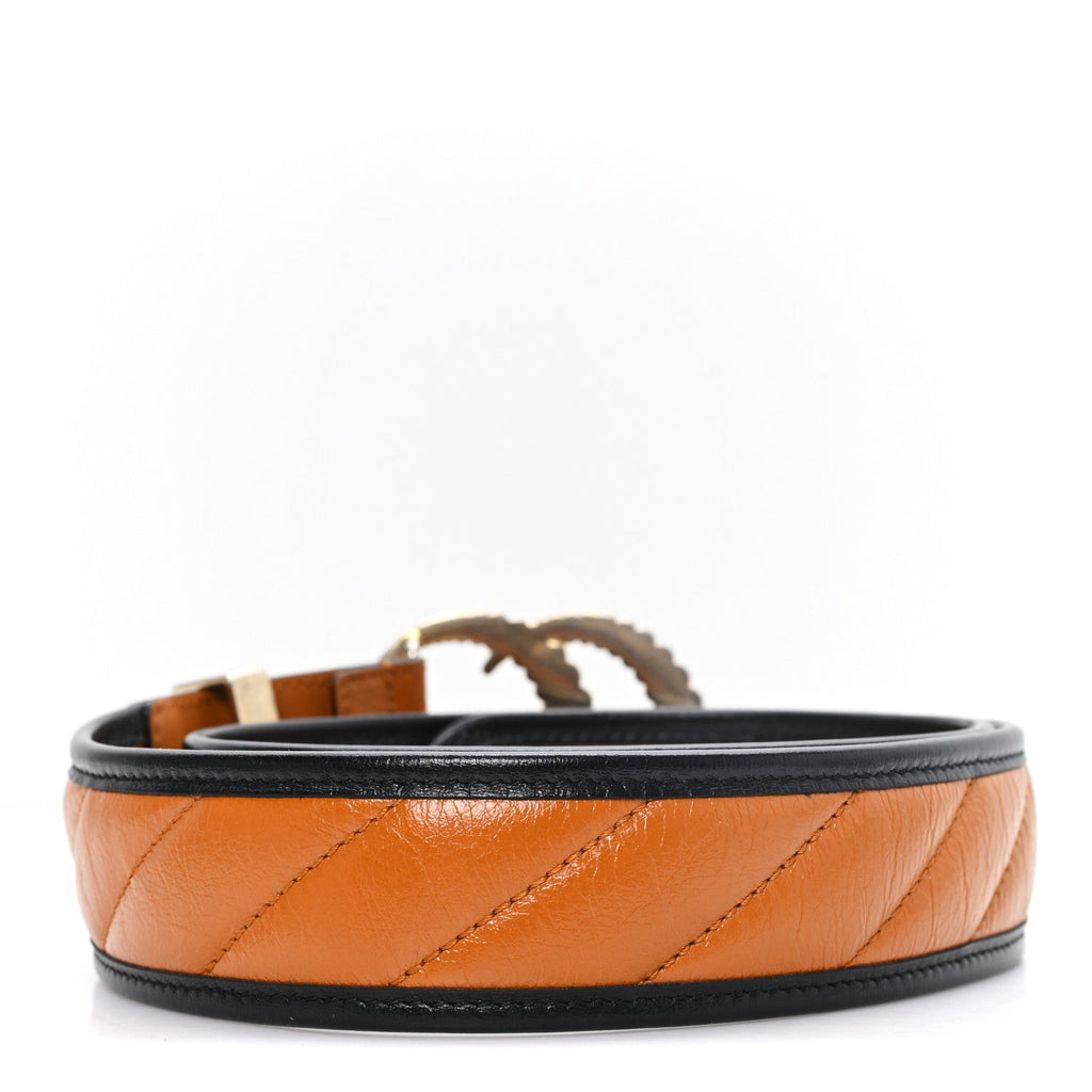Azalea Calfskin Matelasse Diagonal Torchon Double G 40mm Belt 85 34 Cognac Black
