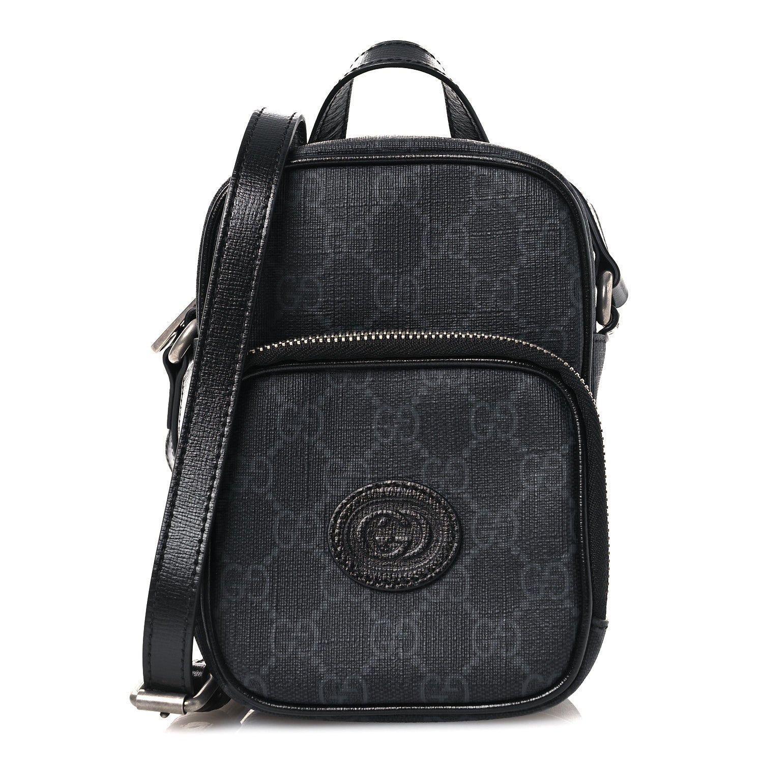 GG Supreme Monogram Azalea Calfskin Mini Retro Interlocking G Bag Black