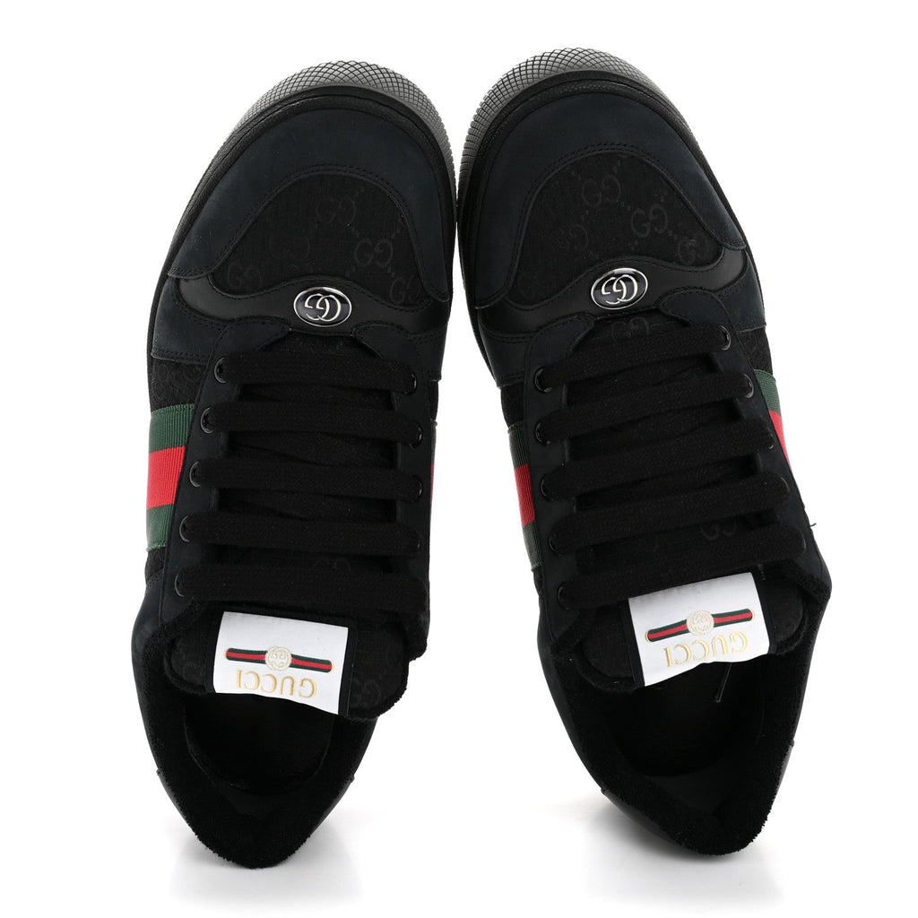 Calfskin Nylon GG Monogram Calfskin Web Mens Screener Sneakers 8.5 Black