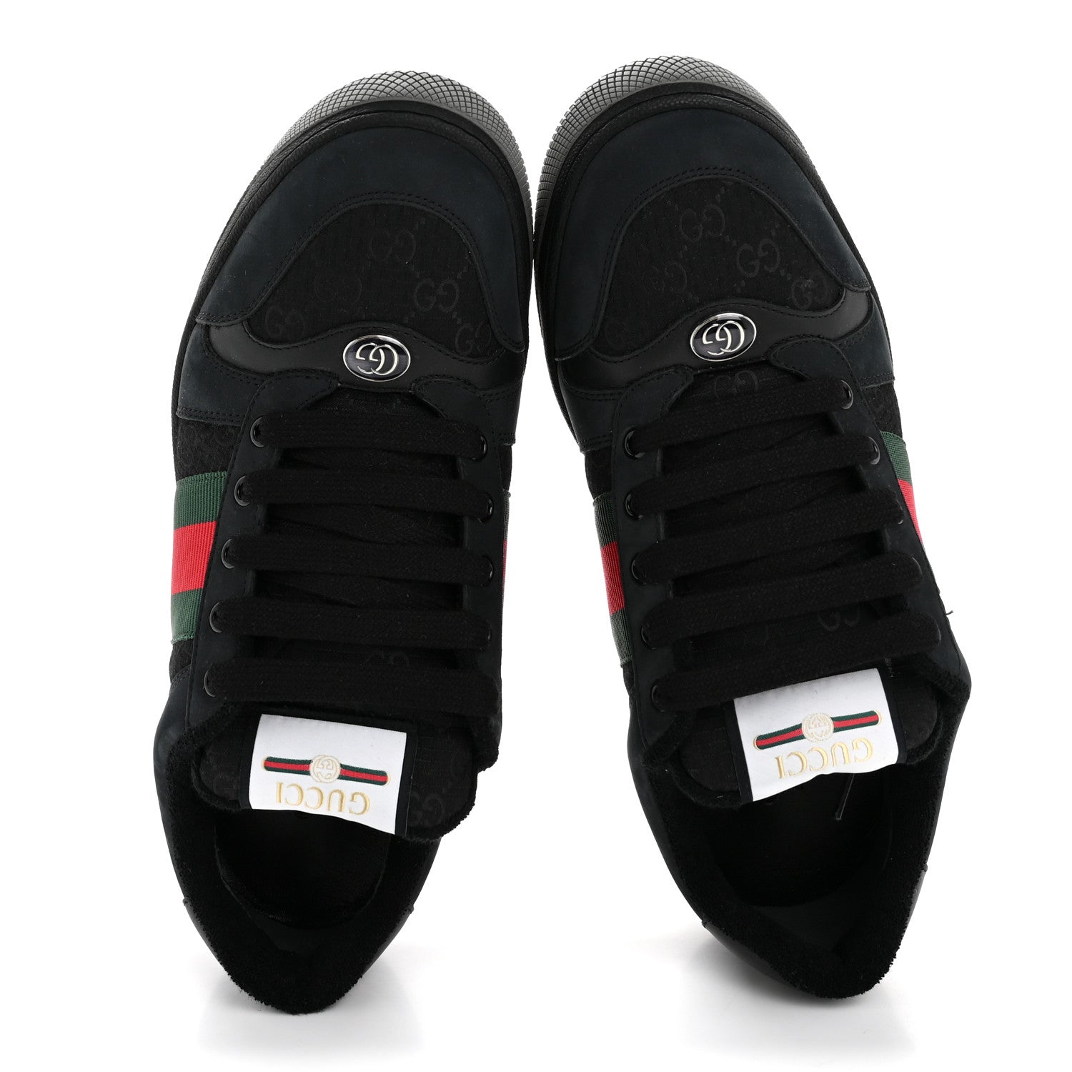 Calfskin Nylon GG Monogram Calfskin Web Mens Screener Sneakers 8.5 Black