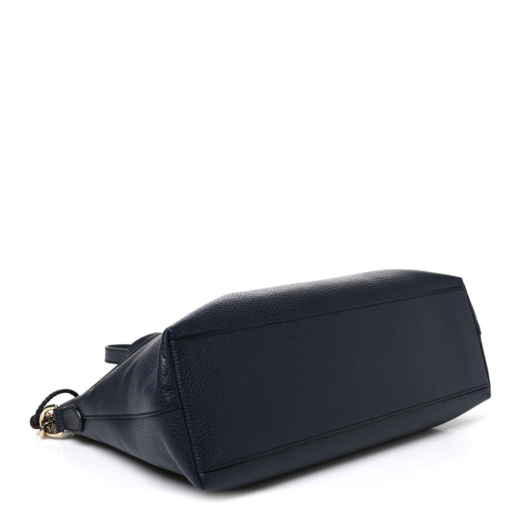 Calfskin Bamboo Tassel Top Handle Tote Blue