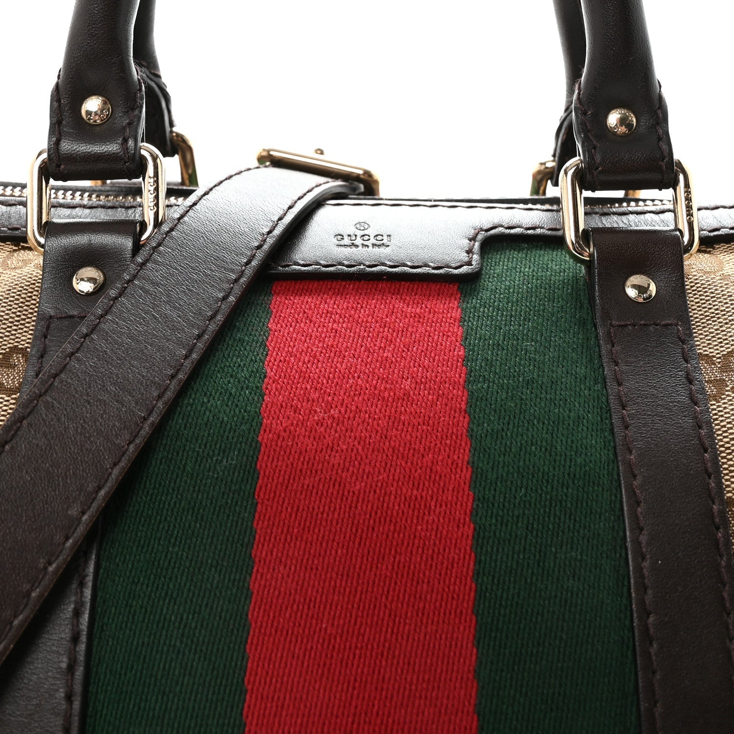 Monogram Selleria Calfskin Vintage Web Medium Boston Beige Ebony Cocoa