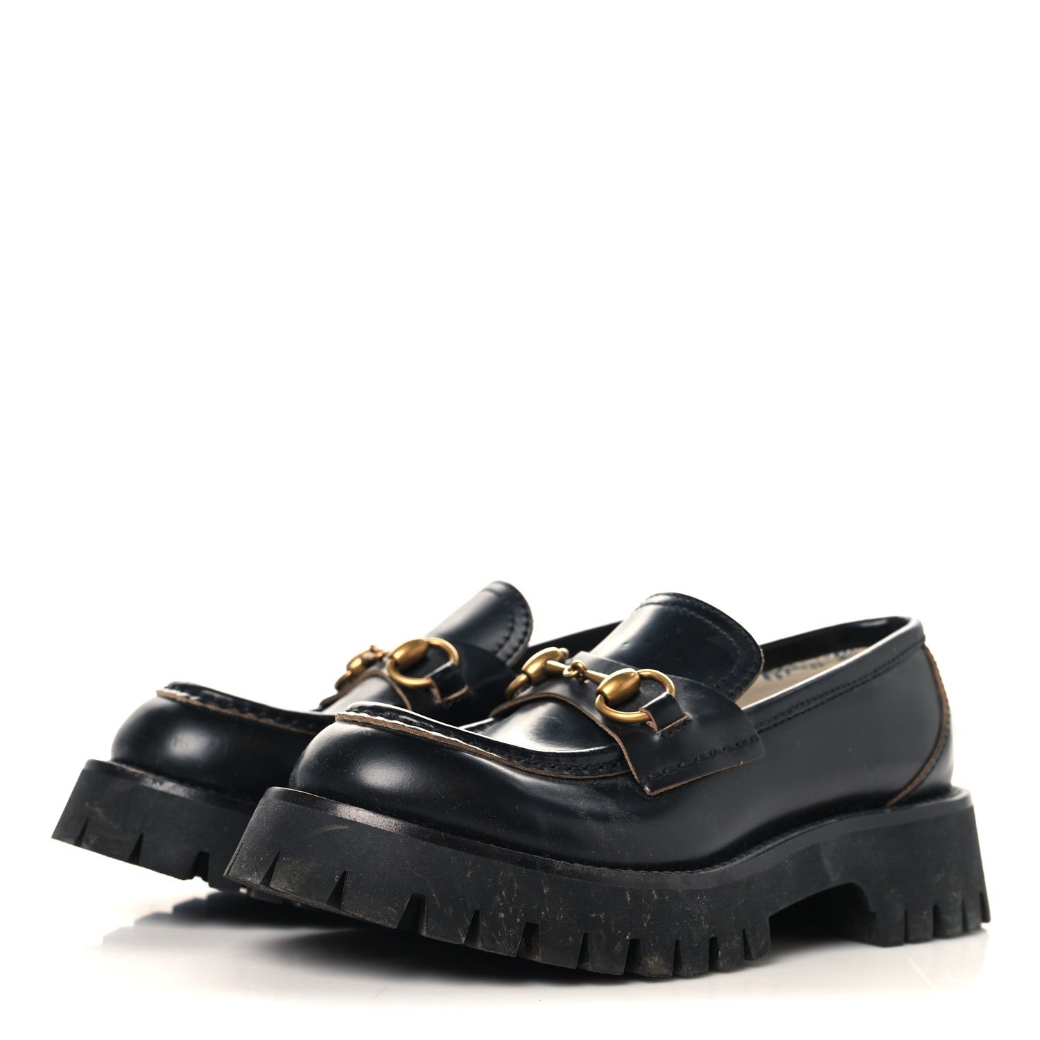 Cordovan Lux Womens Harald Horsebit 25mm Platform Loafers 35 Black