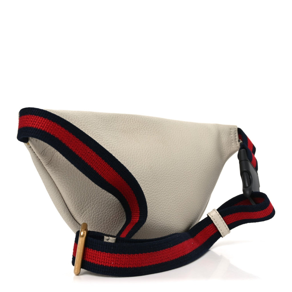 Grained Calfskin Small Logo Belt Bag White