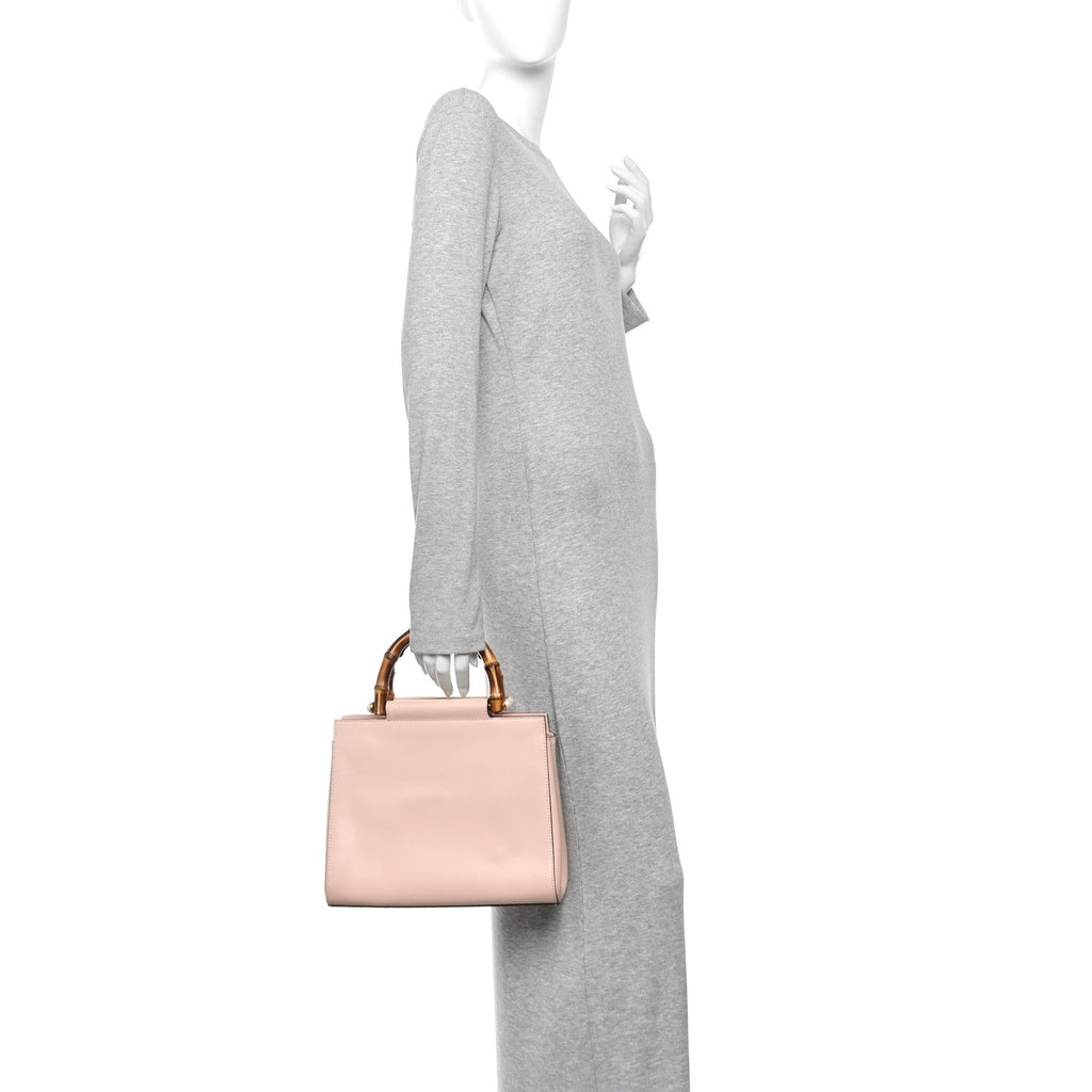 Nappa Bamboo Small Nymphaea Top Handle Bag  Perfect Pink