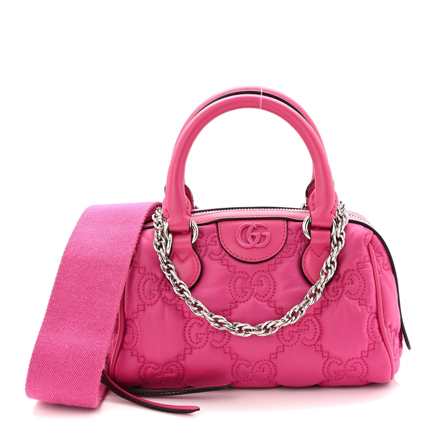 Nylon Calfskin Enamel GG Matelasse Mini Bowler Bag Lovely