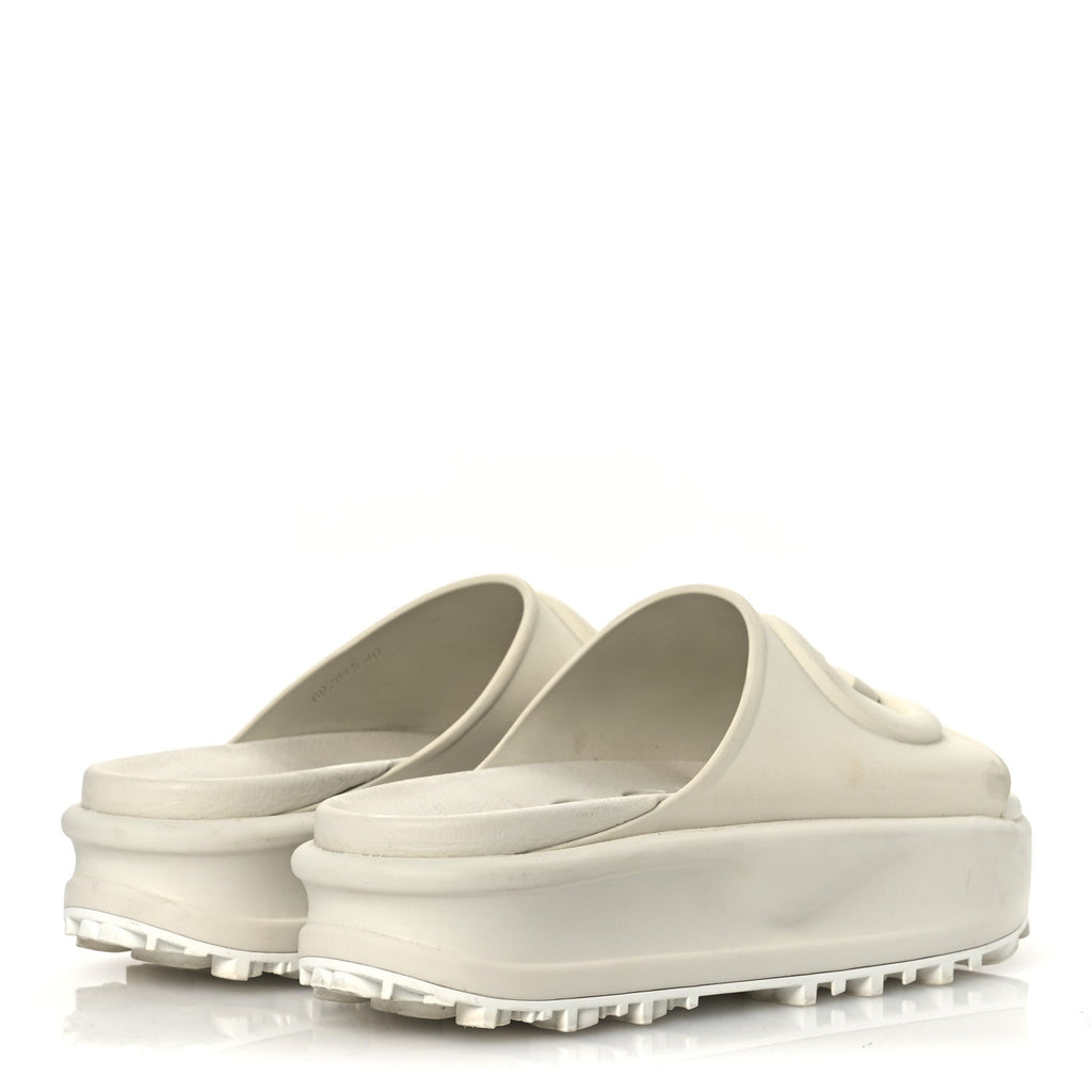 Soft Rubber Womens Interlocking G Platform 42mm Slide Sandals 40 Off White