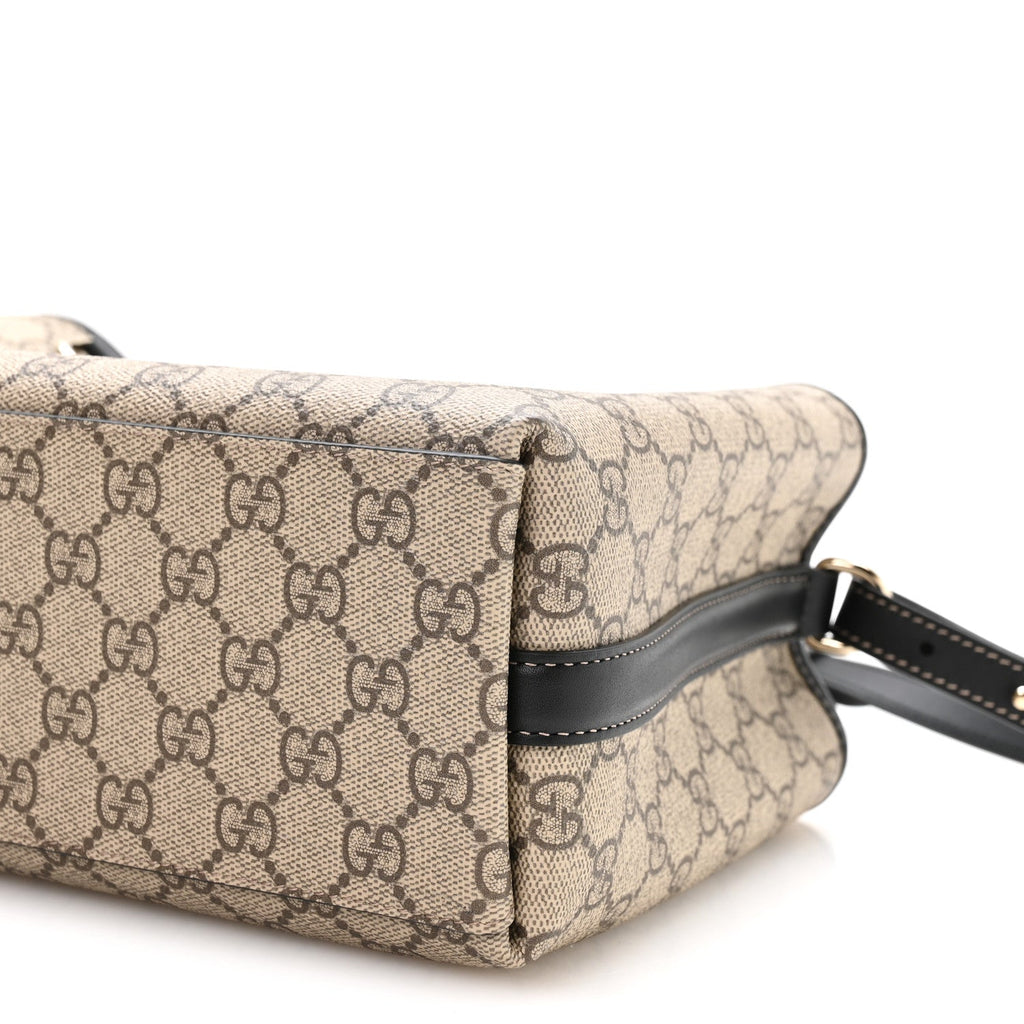GG Supreme Monogram Emblem Medium Tote Bag Beige Black