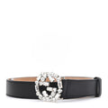 Calfskin Crystal Interlocking G Belt 80 32 Black
