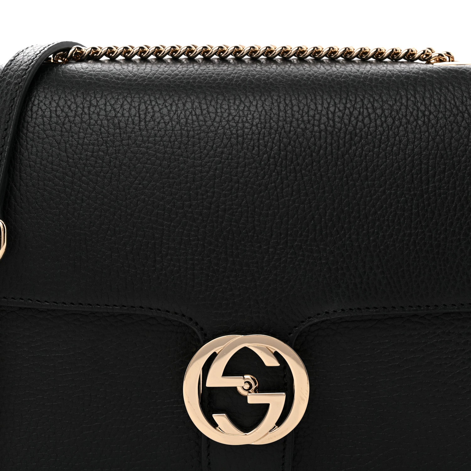 Dollar Calfskin Interlocking G Shoulder Bag Black