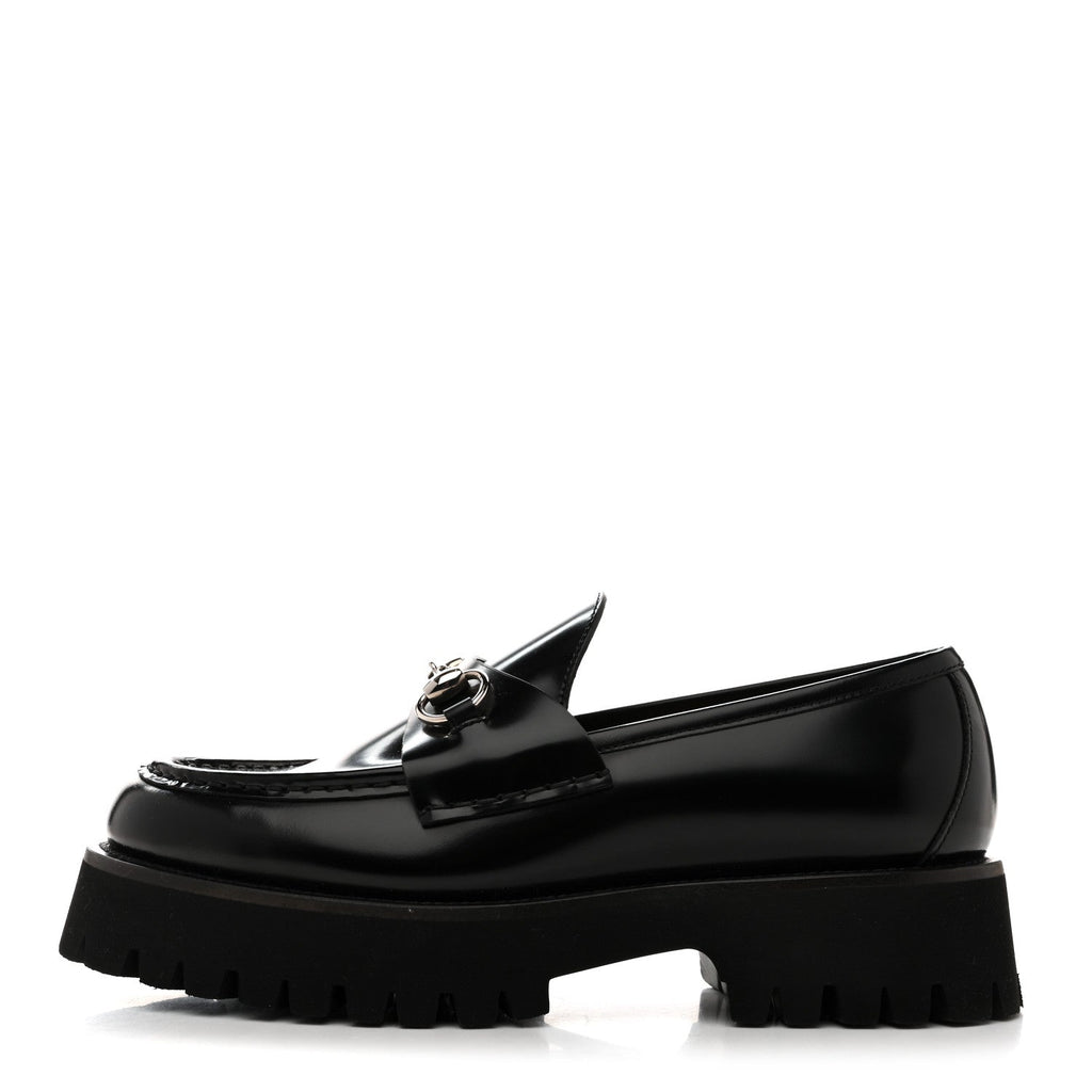 Cordovan Lux Womens Horsebit 45mm Platform Loafers 39.5 Black