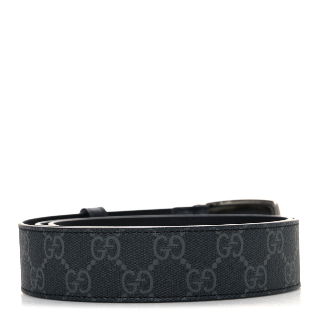 GG Supreme Monogram Plaque Buckle Belt 90 36 Black