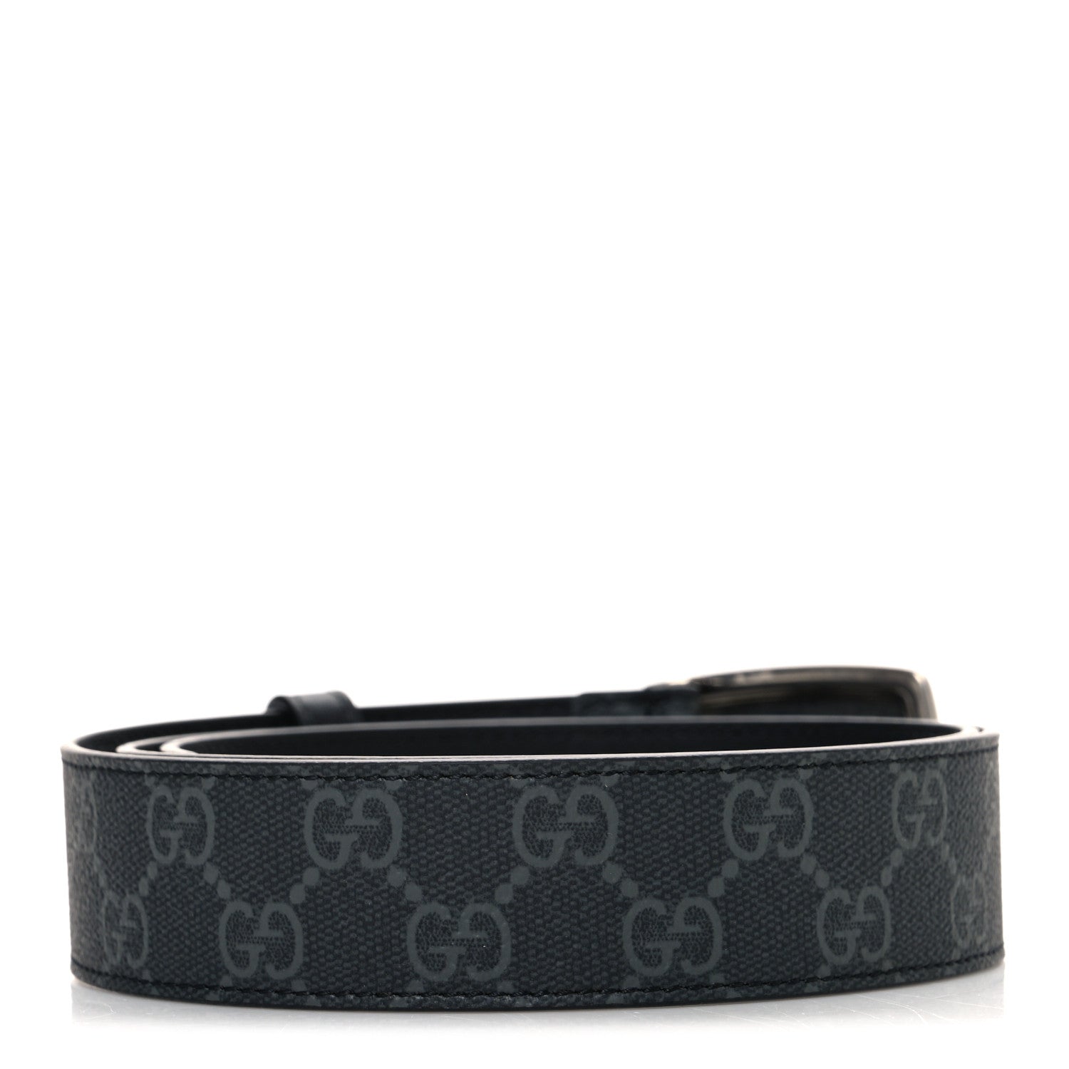 GG Supreme Monogram Plaque Buckle Belt 90 36 Black