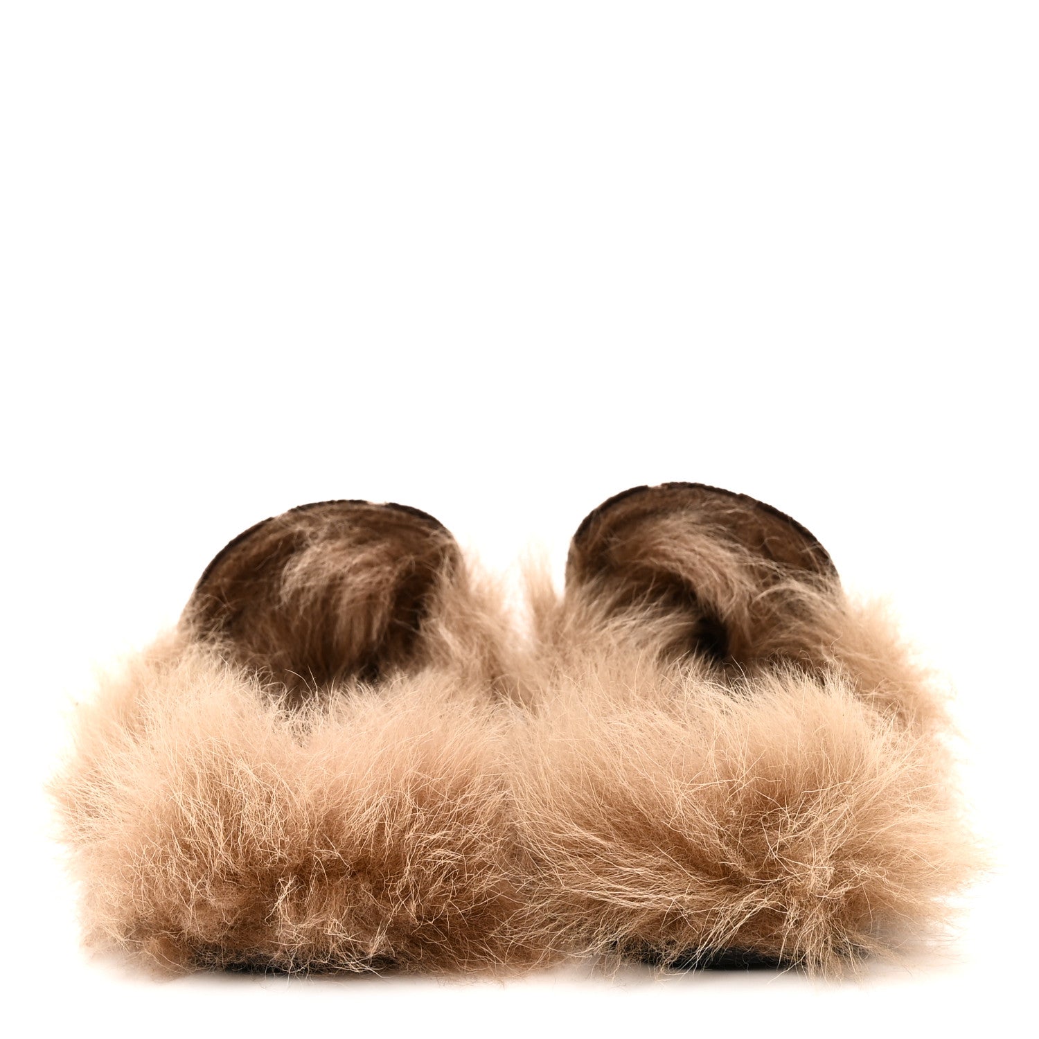 Velvet GG Monogram Fur Womens Princetown Slippers 38 Brown Black Natural
