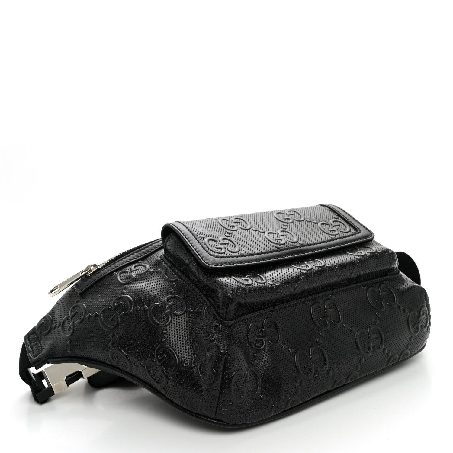 Calfskin GG Tennis Embossed Pocket Belt Bag Black