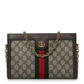 GG Supreme Monogram Web Small Ophidia Chain Shoulder Bag Brown