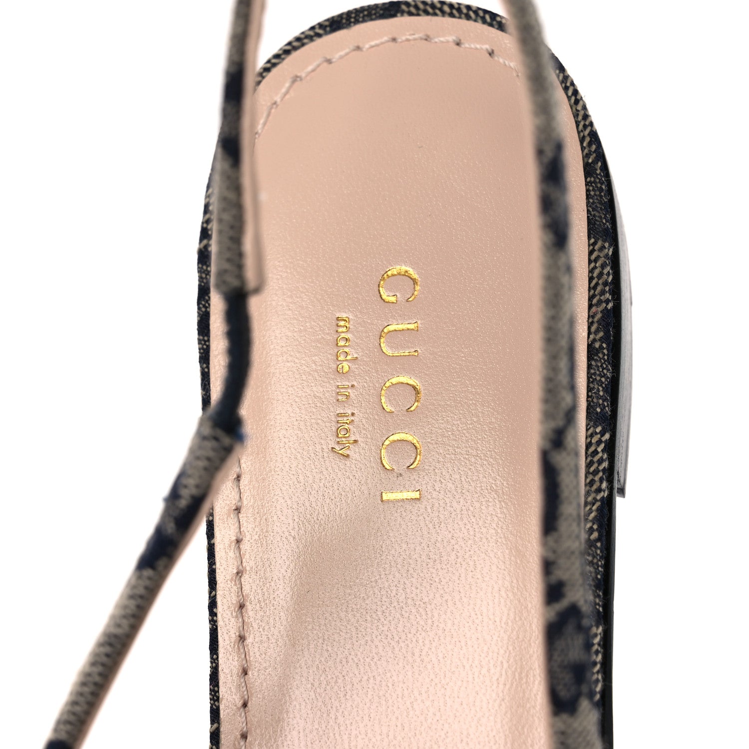 Monogram Horsebit Womens Slingback Ballet Flat 37.5 Beige Blue