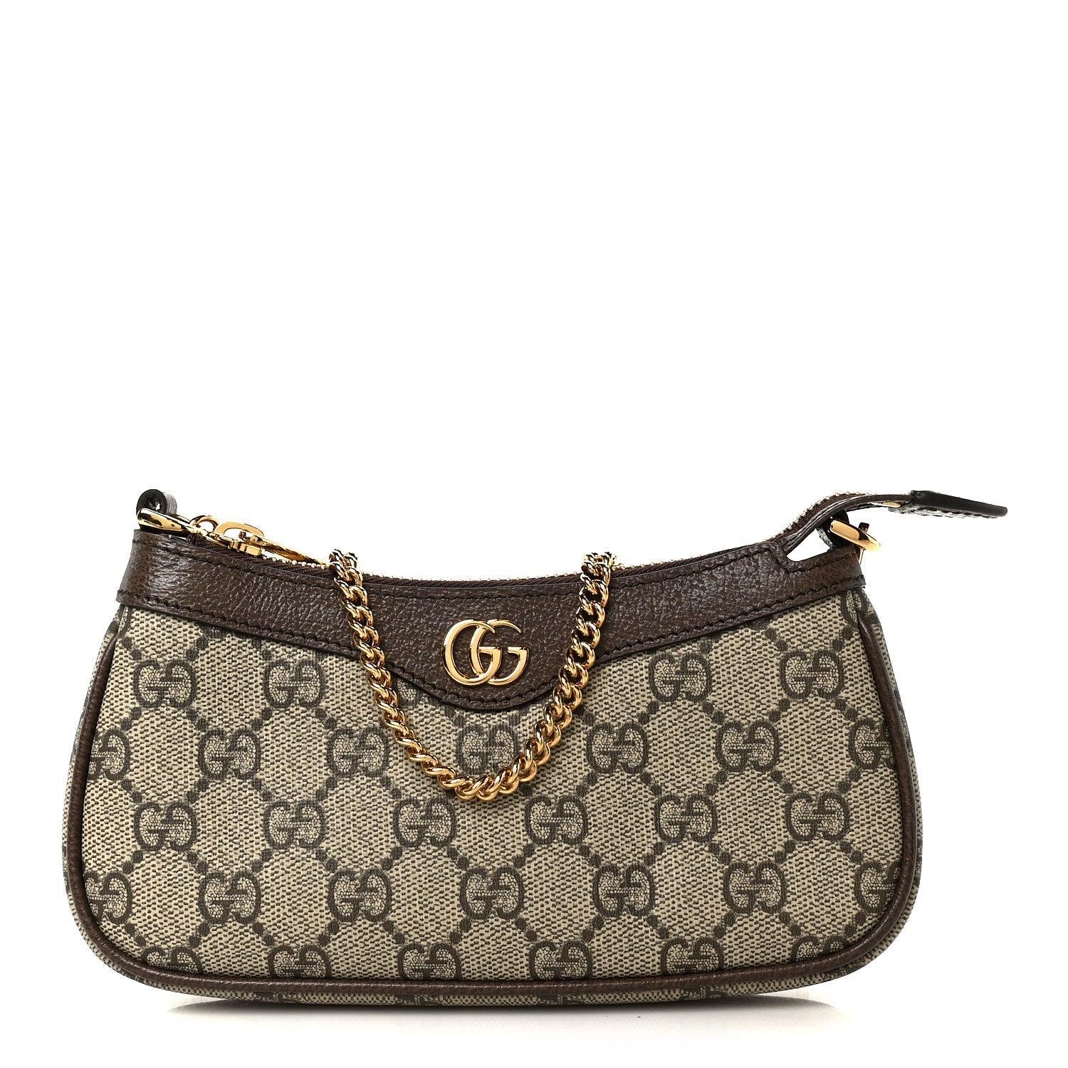 GG Supreme Monogram Textured Dollar Calfskin Mini Ophidia Chain Bag Beige Ebony