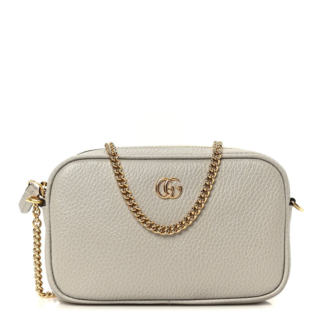 Dollar Calfskin Super Mini GG Marmont Chain Shoulder Bag Deep Grey