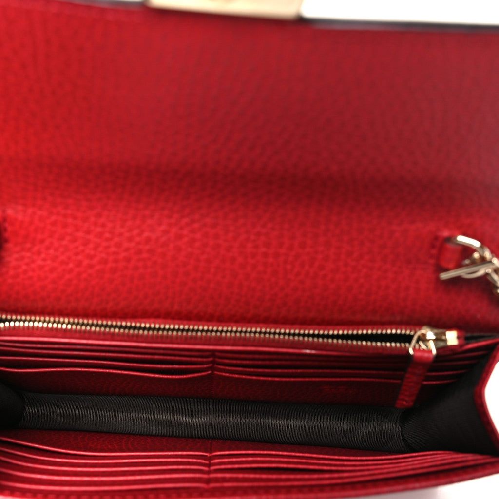 Dollar Calfskin Interlocking G Chain Wallet Red