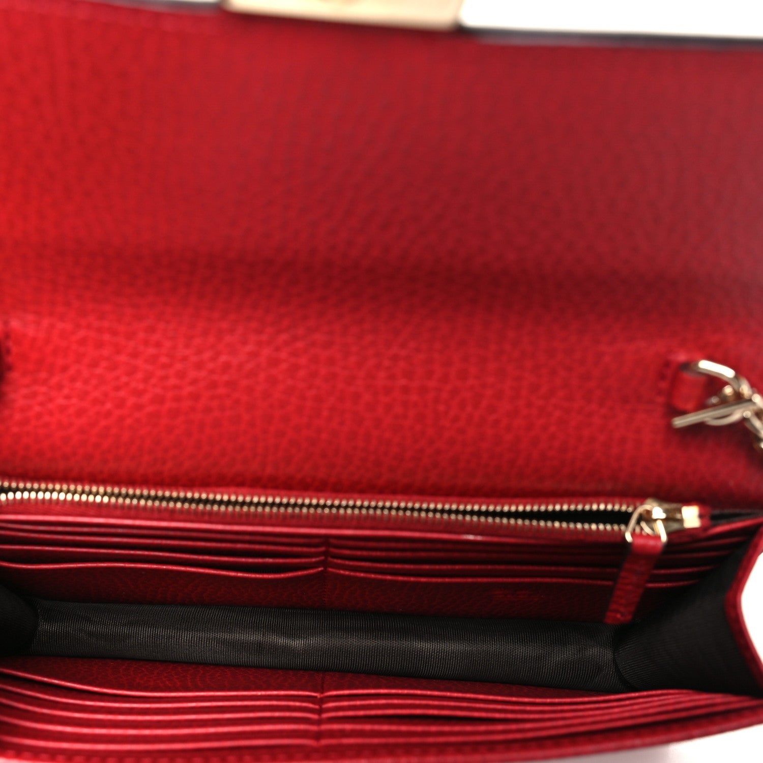 Dollar Calfskin Interlocking G Chain Wallet Red