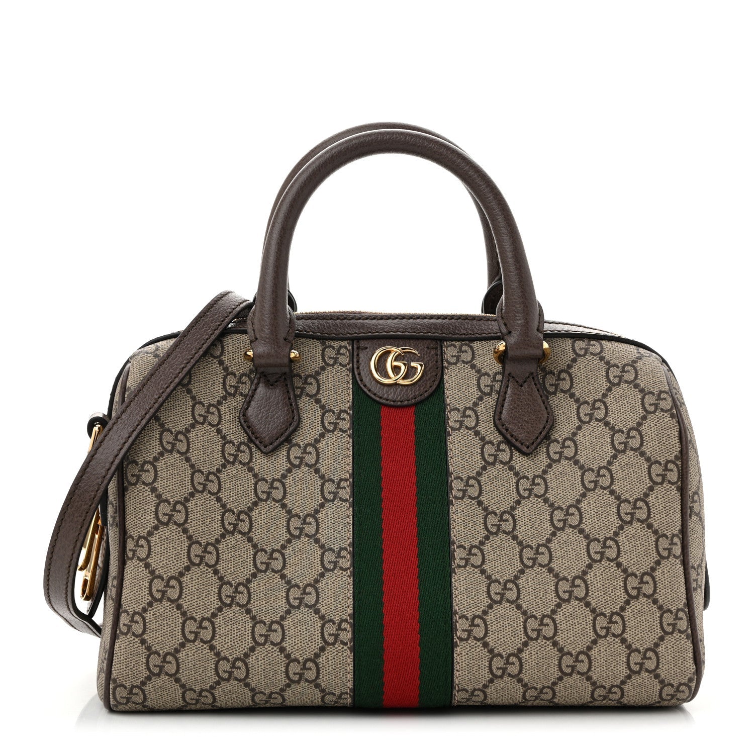 GG Supreme Monogram Web Small Ophidia Top Handle Bag  Beige Ebony