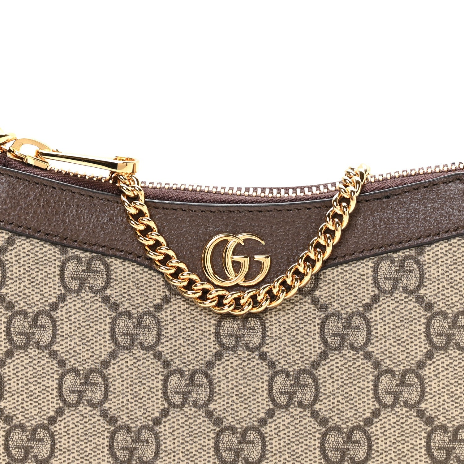 GG Supreme Monogram Textured Dollar Calfskin Mini Ophidia Chain Bag Beige Ebony