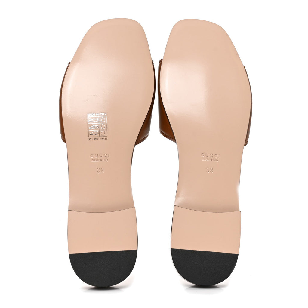 Cosmos Softy Calfskin Interlocking G Cut Out Slide Sandals 39 Cuir