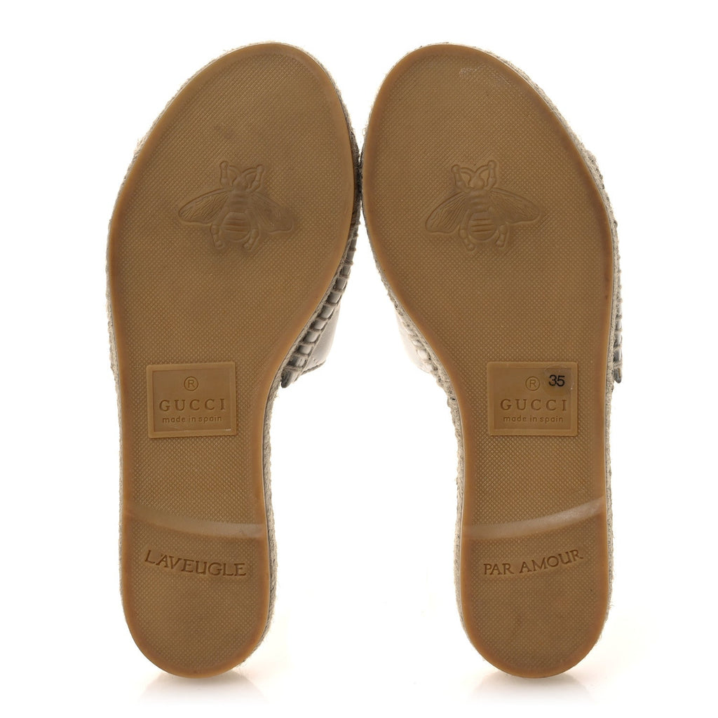 Nappa Matelasse GG Marmont Espadrille Slide Sandals 35 Great White
