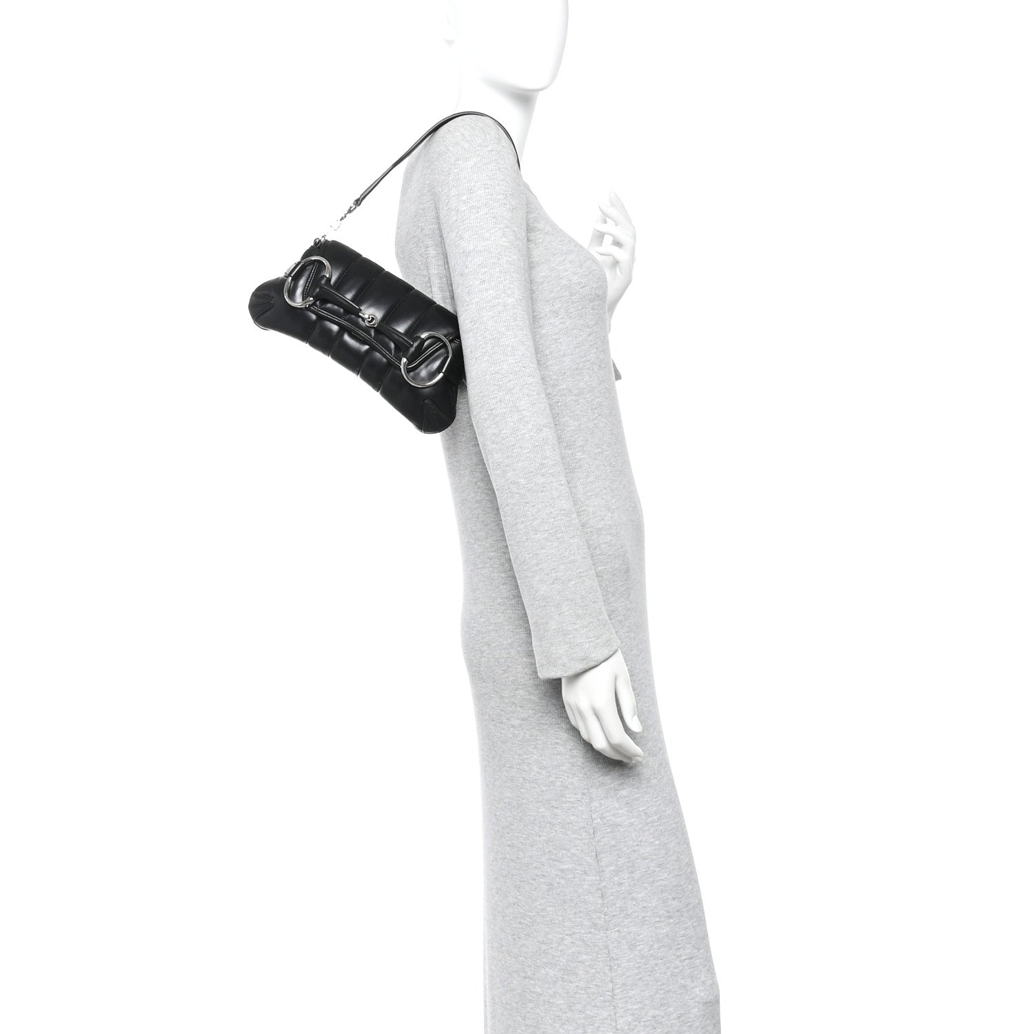 Nappa Vertical Matelasse Small Maxi Horsebit Chain Shoulder Bag Black