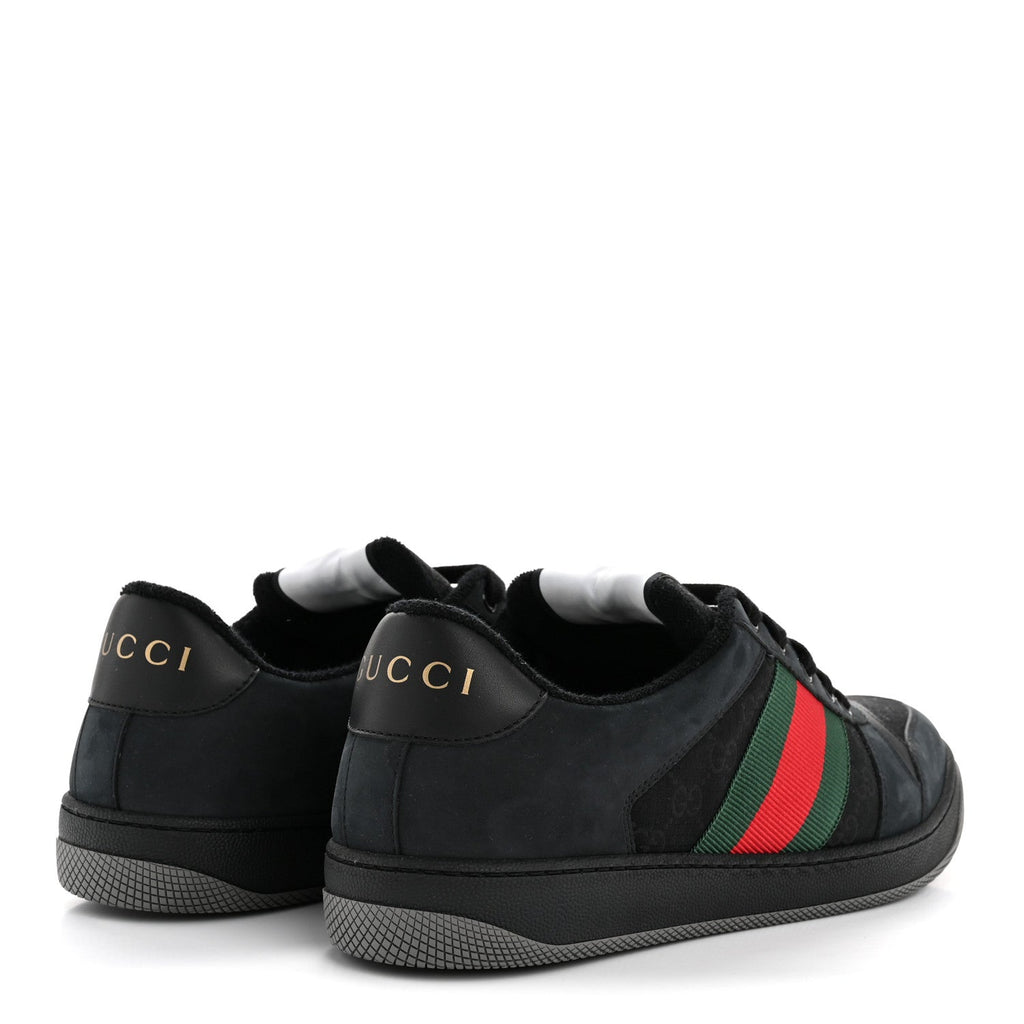 Calfskin Nylon GG Monogram Calfskin Web Mens Screener Sneakers 8.5 Black