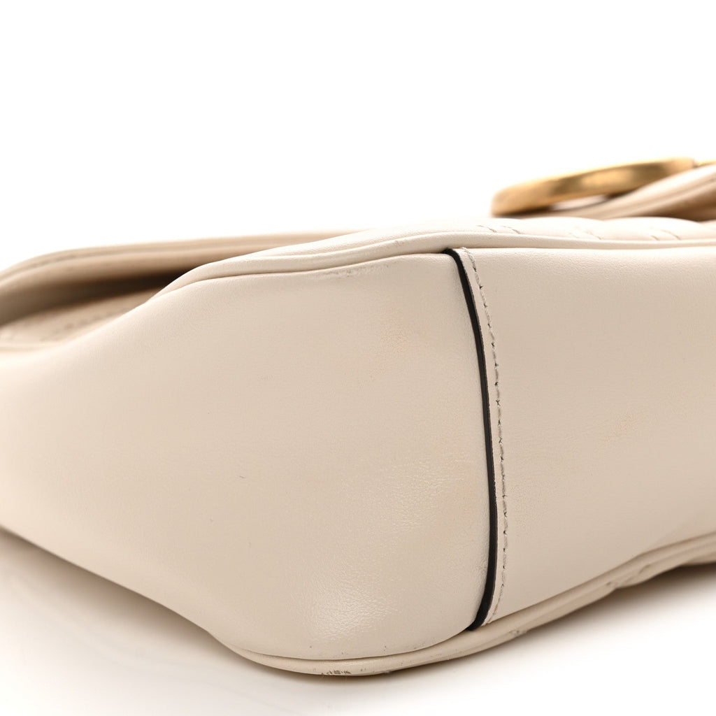Calfskin Matelasse Small GG Marmont Shoulder Bag White