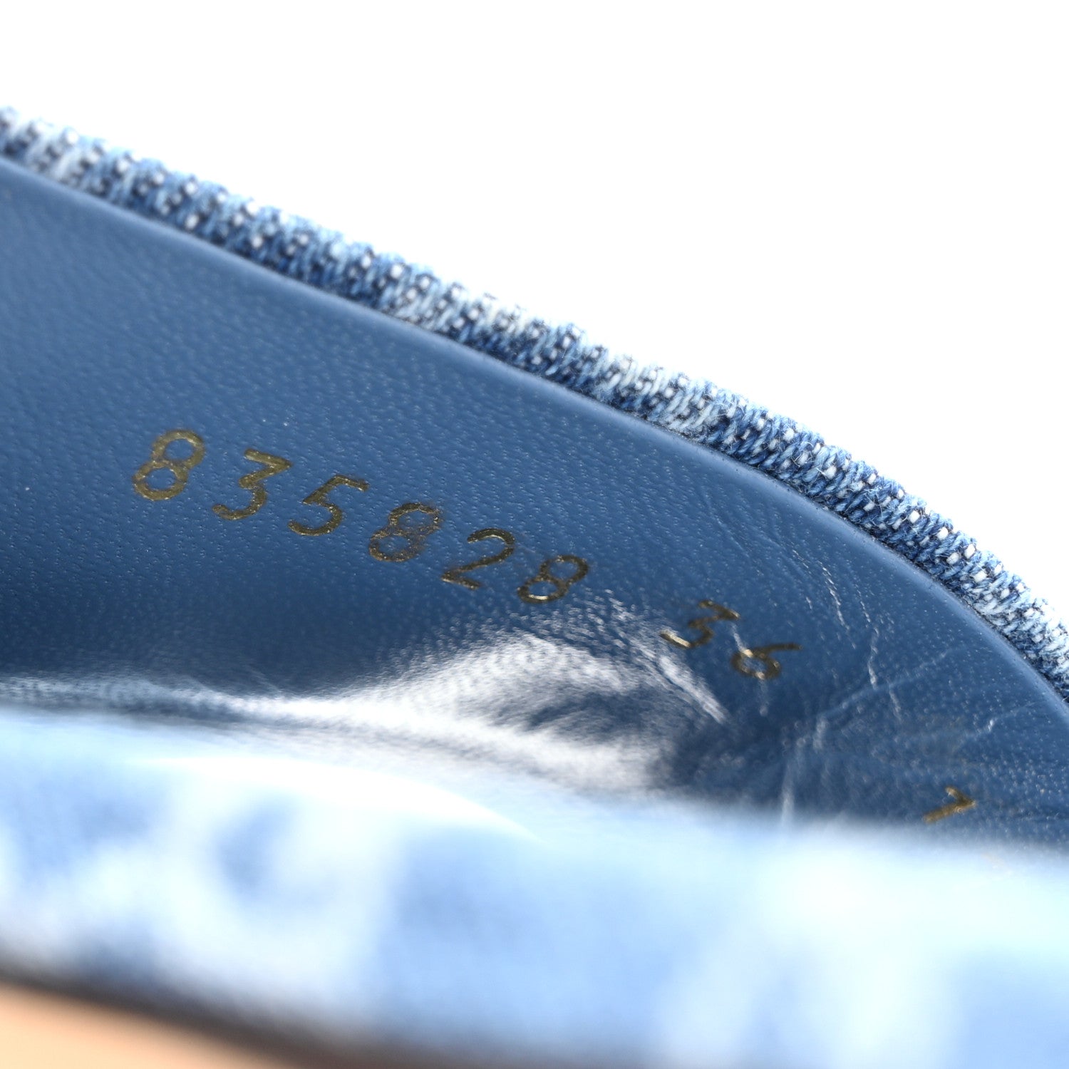 New Denim GG Monogram Horsebit Flat Slide Sandals 36 Blue