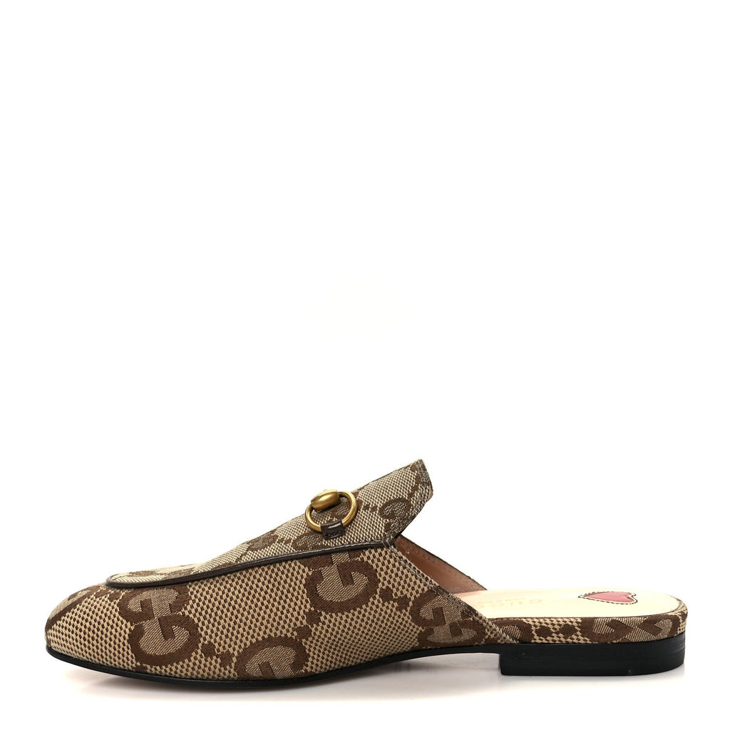 Monogram Jumbo GG Malaga Kid Womens Princetown Slippers 35 Camel Ebony New Acero Beige