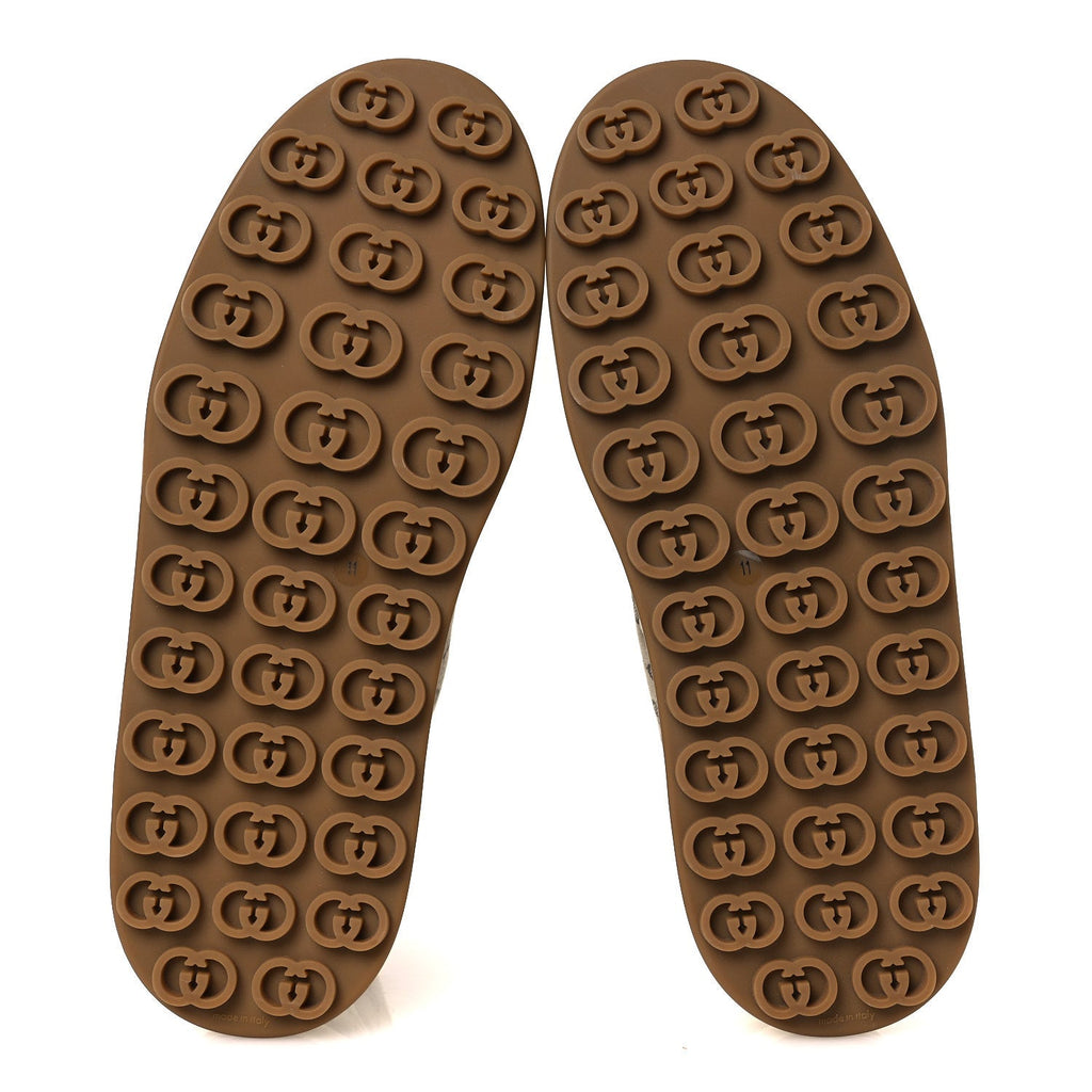 New Canvas GG Monogram Mens Tennis 1977 High Top 55mm Platform Sneakers 11 Beige Ebony Mystic White