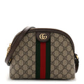 GG Supreme Monogram Textured Dollar Calfskin Web Small Ophidia Dome Shoulder Bag Beige Ebony New Acero