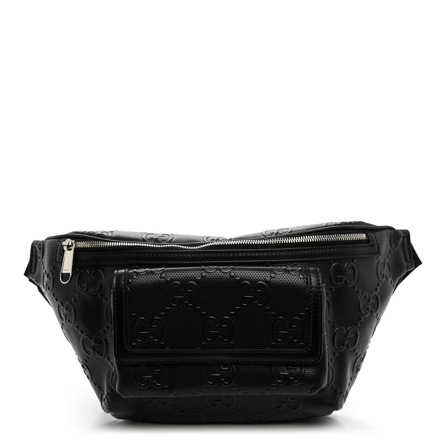 Calfskin GG Tennis Embossed Pocket Belt Bag Black