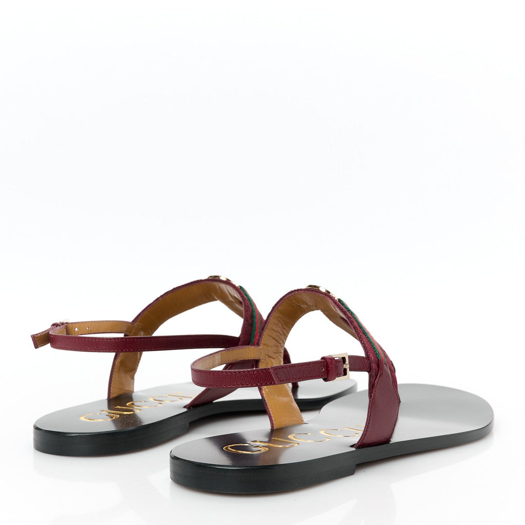 New Canvas GG Malaga Kid Web Interlocking G Womens Thong Sandals 40.5 Rosso Ancora