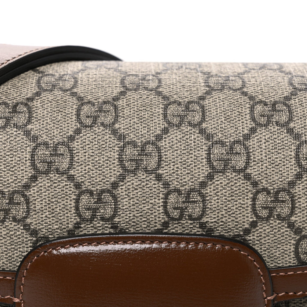GG Supreme Monogram Horsebit 1955 Shoulder Bag Beige Brown Sugar