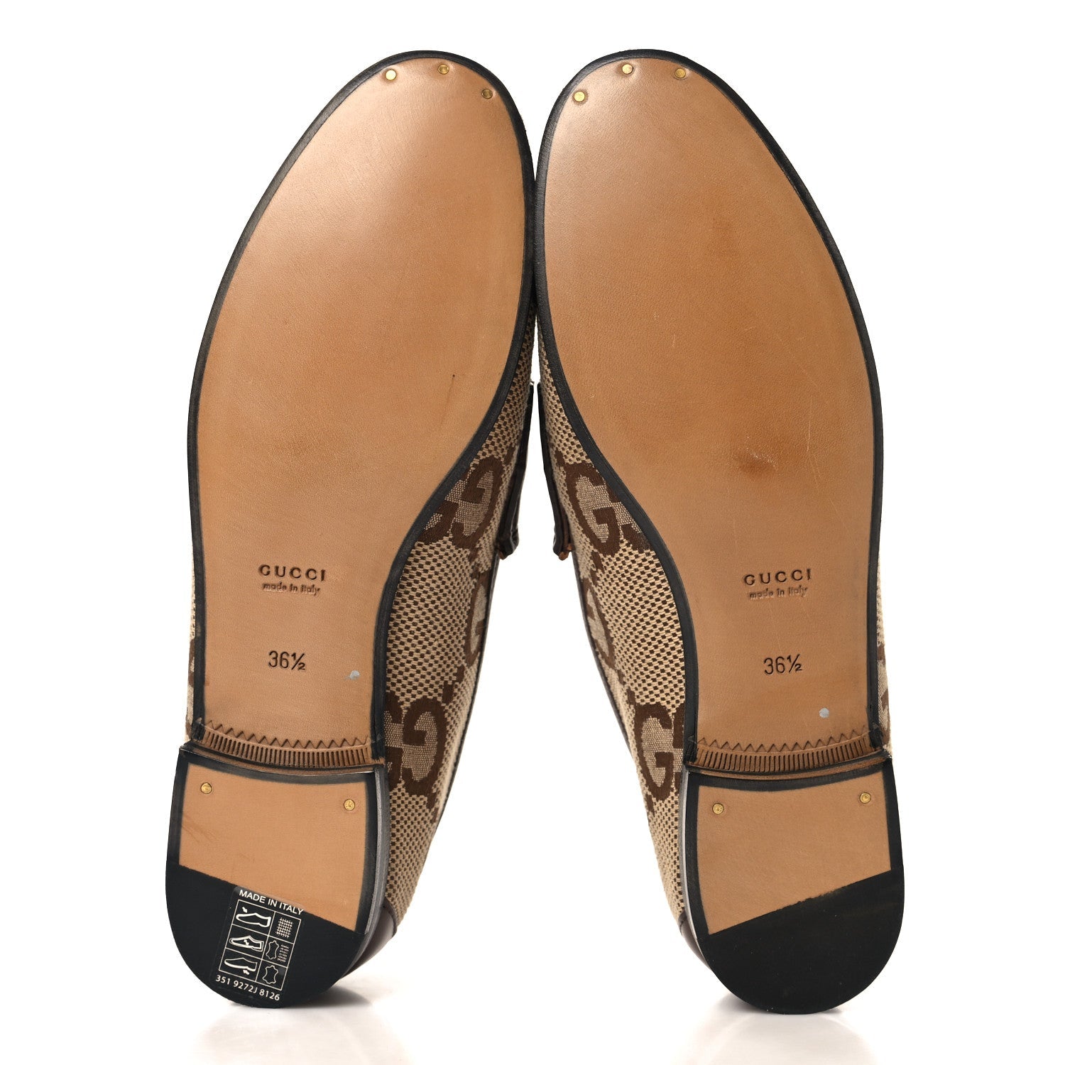 Monogram Jumbo GG Malaga Kid Horsebit Womens Jordaan Loafers 36.5 Camel Ebony New Acero Beige