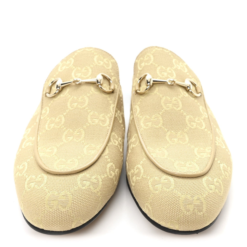 GG Monogram Canvas Womens Princetown Slippers 40.5 Egypt Salt