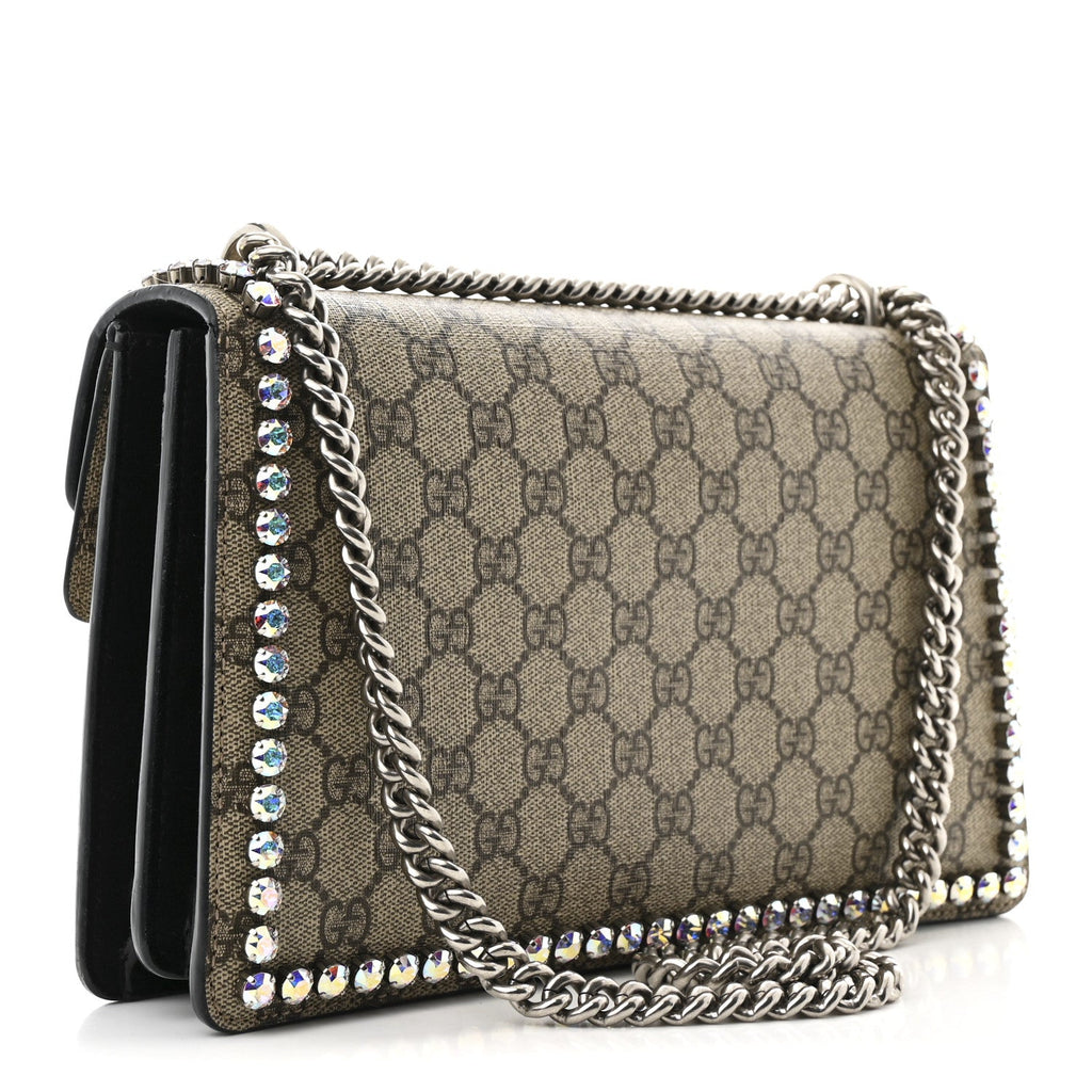 GG Supreme Monogram Crystal Small Dionysus Shoulder Bag Black