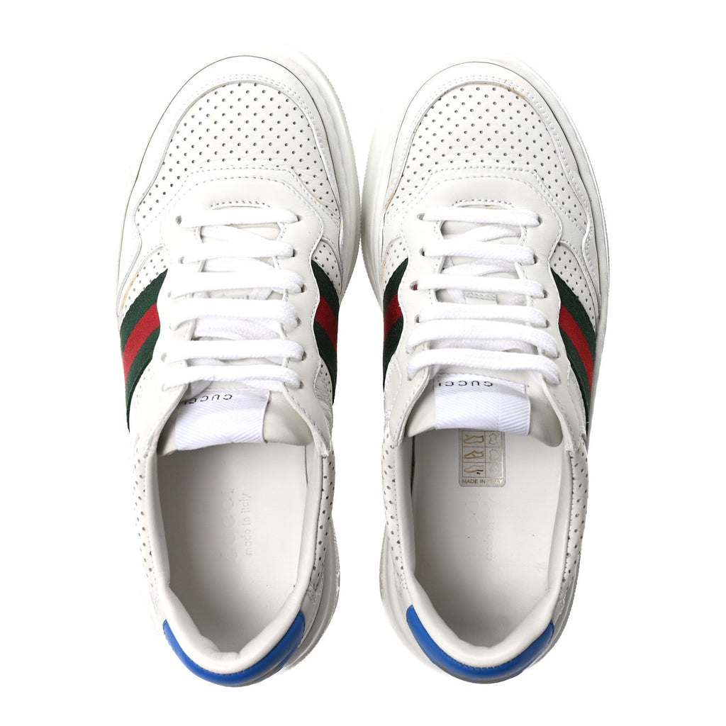 Calfskin Web Perforated Womens Platform 55mm Sneakers 37.5 White Bright Splash