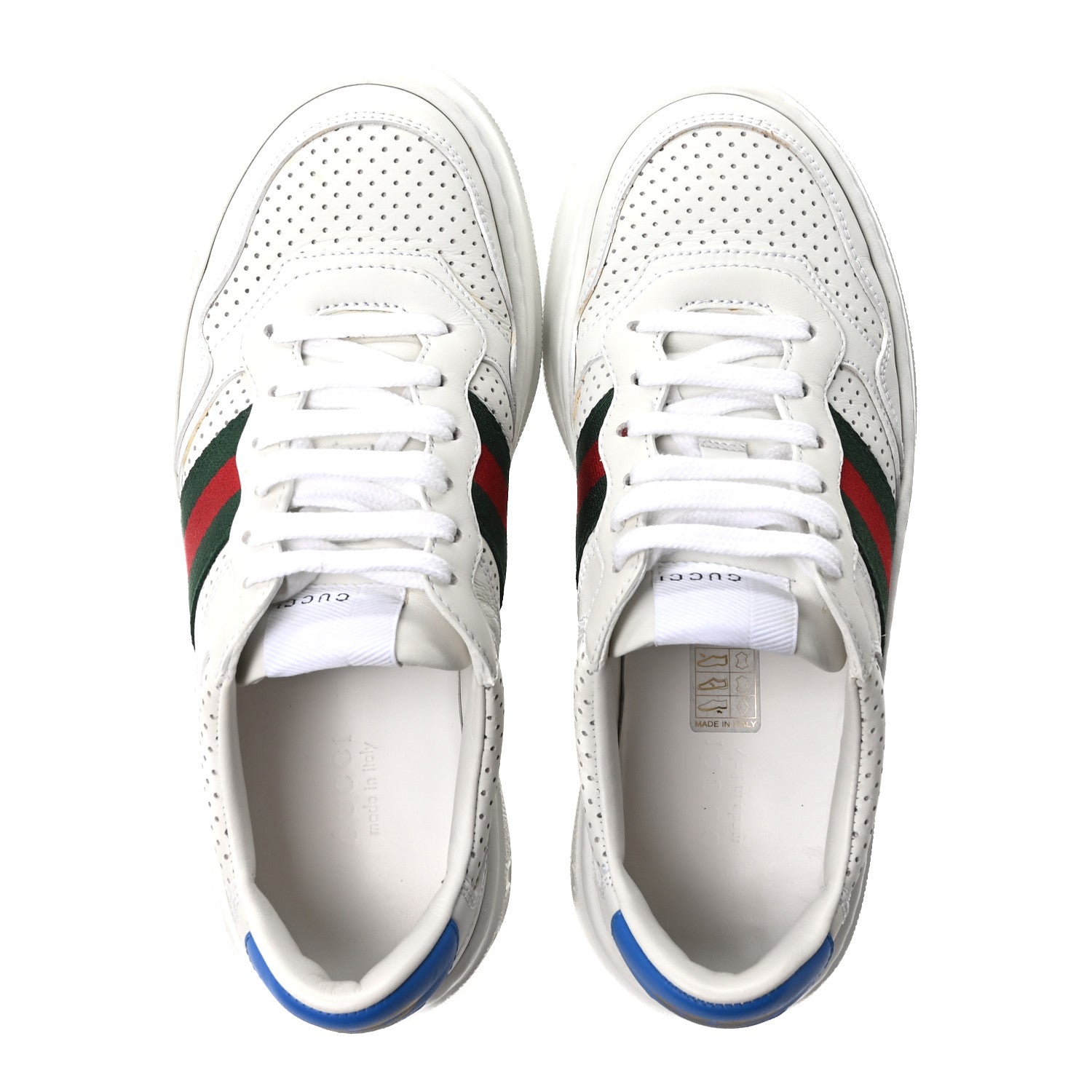 Calfskin Web Perforated Womens Platform 55mm Sneakers 37.5 White Bright Splash
