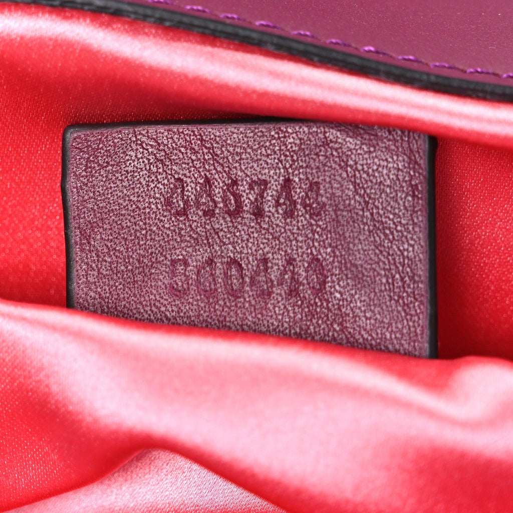 Velvet Matelasse Mini GG Marmont Shoulder Bag Fuchsia Violet Cyclamen