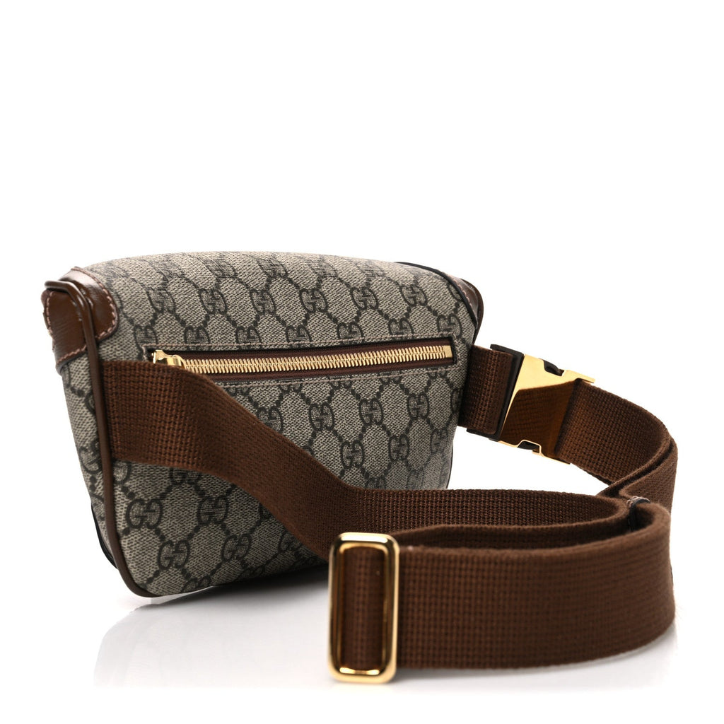 GG Supreme Monogram Textured Calfskin Retro Interlocking G Belt Bag Beige Ebony Brown Sugar
