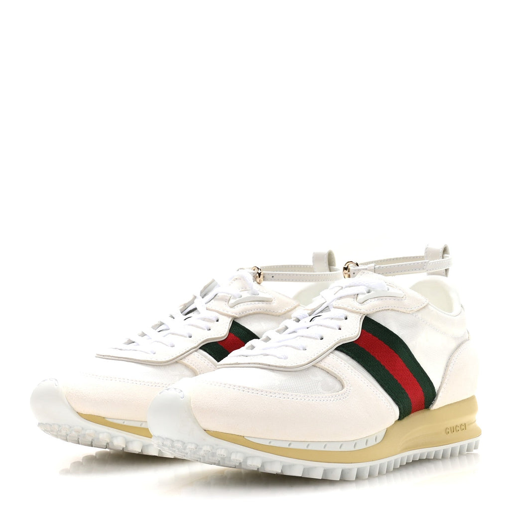 GG Suede Monogram Web Re-Motion Sneakers 37.5 White